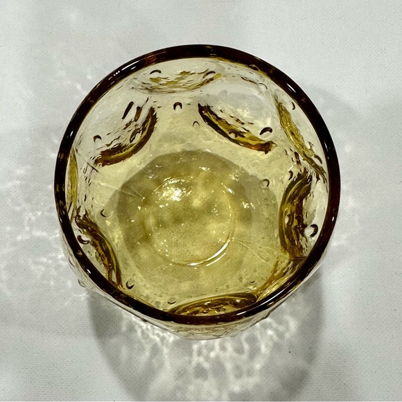 Set Of 4 - Blenko Style, MCM Amber Glass Roly Poly Low Ball Rocks Glasses, EUC - Picture 4 of 4